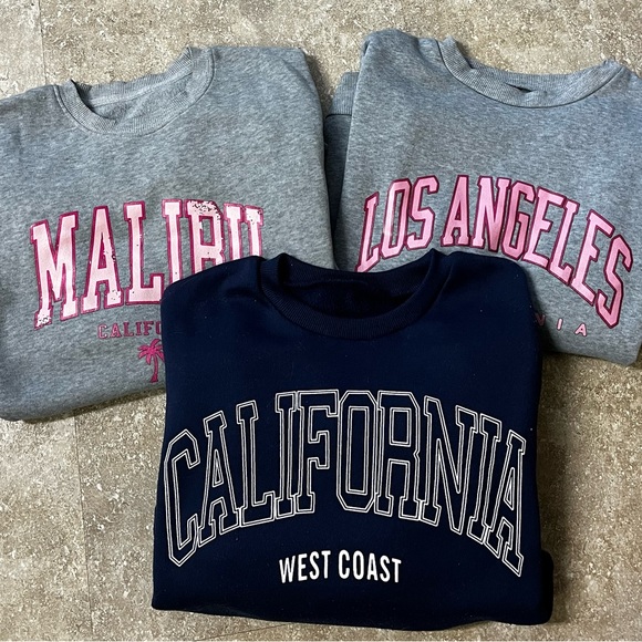 SHEIN Tops - SHEIN California Themed West Coast Sweatshirts BUNDLE OF (3)- Navy Blue and Grey